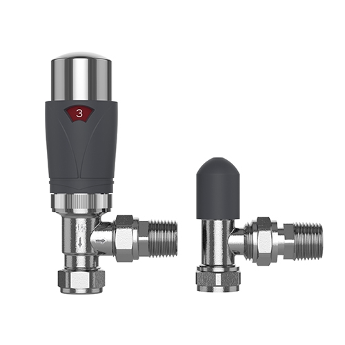 15mm Angled TRV with Lockshield - Anthracite & Chrome