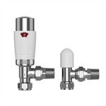 15mm Angled TRV with Lockshield - White amp Chrome