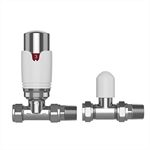 15mm Straight TRV with Lockshield - White amp Chrome
