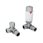 15mm Corner TRV with Lockshield - White amp Chrome