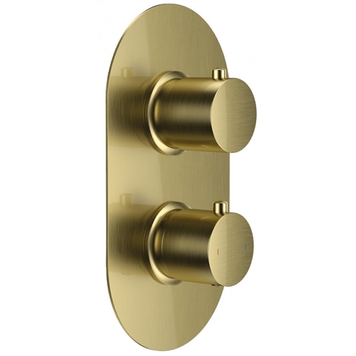 Tuscany Twin Thermostatic Shower Valve with 2 Outlets (controls 1 function) - Brushed Brass