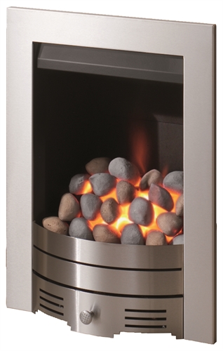 Crystal Super Radiant Contemporary Fire MC Pebble Brushed Steel