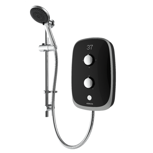 Aqualisa eVOLVE black/satin silver 9.5kW - with adjustable handset - VOTZ26