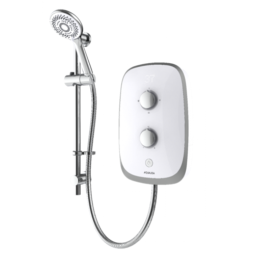 Aqualisa eVOLVE White /satin silver 10.5kW - with adjustable handset - VOPZ27