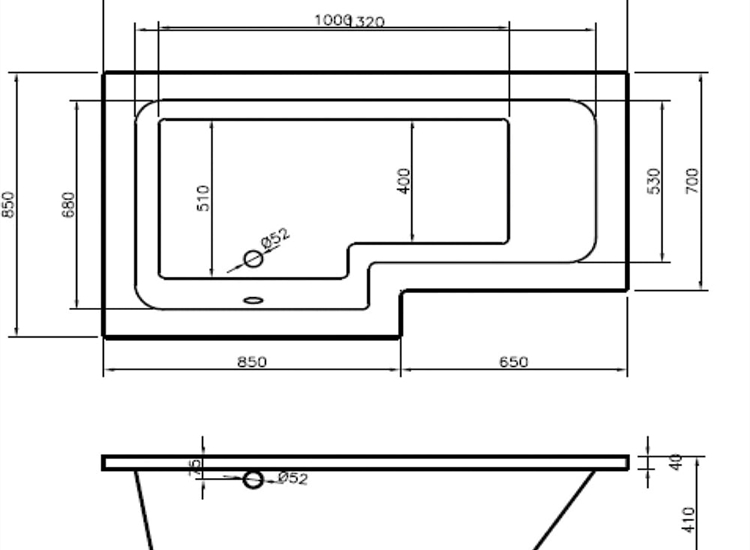Vermont 'L' Shaped Shower Bath, Screen & Front Panel (Standard & Superspec) - 1500 & 1700mm