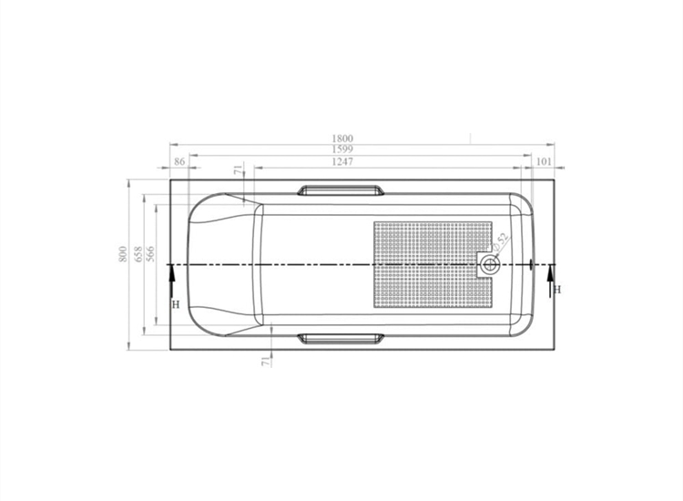 Virginia Twin Gripped Bath with Anti-Slip Base (Standard or Superspec) - 1500 x 700mm, 1700 x 700mm & 1800 x 800mm