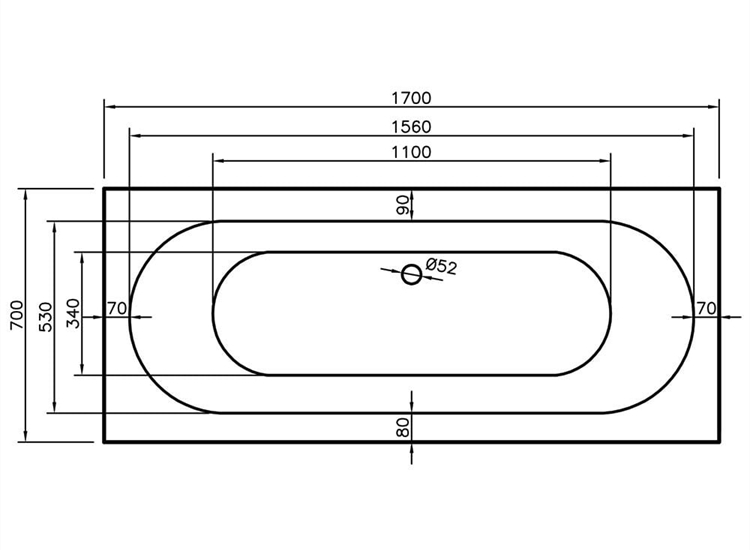 Alaska Double Ended Bath (Standard or Superspec) - 1700 x 700mm to 1800 x 800mm