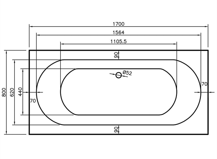 Alaska Double Ended Bath (Standard or Superspec) - 1700 x 700mm to 1800 x 800mm