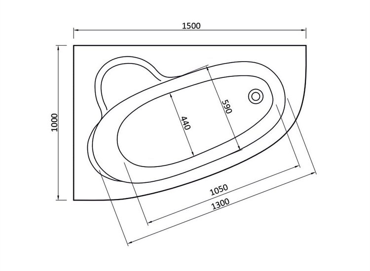 Tennessee Offset Corner Bath & Panel (Superspec) - 1500 x 1000mm