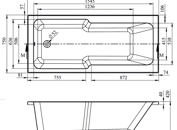 Iowa Shower Bath (Standard Spec) - 1700 x 750mm