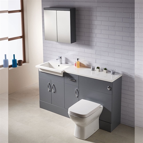 Q-Line 1500 1-Piece Square Offset Basin Combination - 350mm Depth