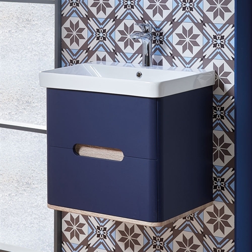 Roma 60 Wall-Hung Base Unit & Basin with Optional Column - Marine Blue