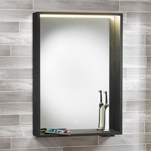 Pisa Mirror with Integrated LED Light, Wireless Mobile Charger & Toothbrush Charger