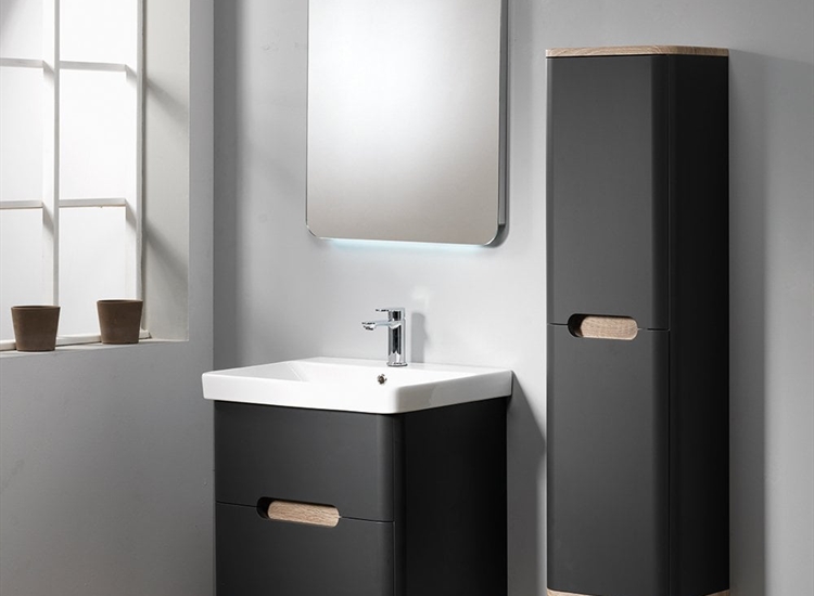 Roma 60 Wall-Hung Base Unit & Basin with Optional Column - Graphite