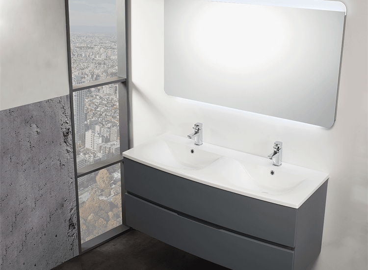 Oregon 1200mm Wall-Hung Base Unit & Double Basin