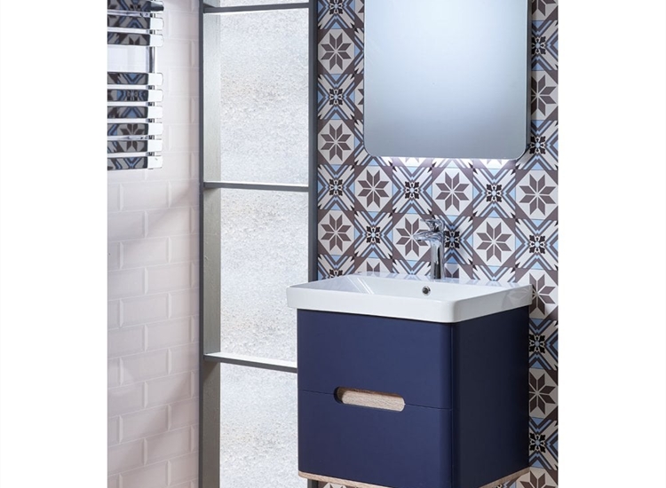 Roma 60 Wall-Hung Base Unit & Basin with Optional Column - Marine Blue