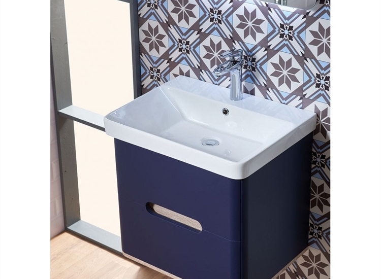 Roma 60 Wall-Hung Base Unit & Basin with Optional Column - Marine Blue