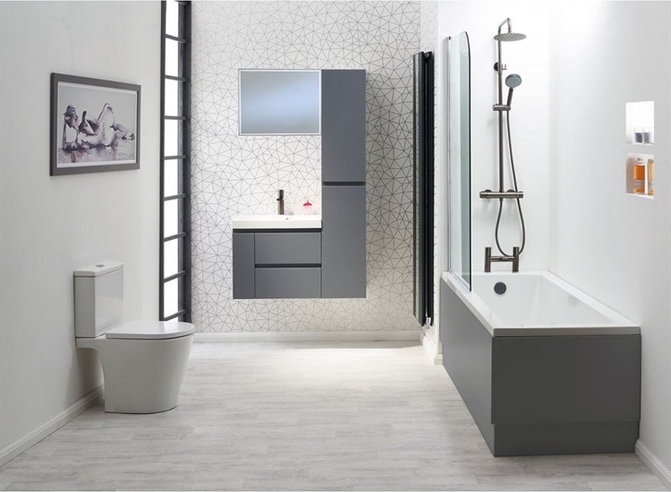 Modena 60 Wall-Hung Base Unit & Basin with Optional Column - Platinum Grey