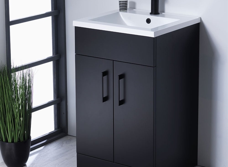 Monica 500mm & 600mm Base Unit & Basin - Matt Black