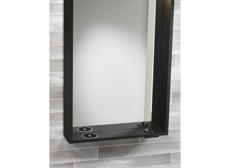 Pisa Mirror with Integrated LED Light, Wireless Mobile Charger & Toothbrush Charger