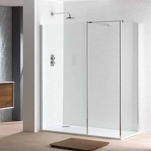 Classic Nouveau 6mm Showerwall with Polished Silver Frame & Easy-Clean Glass