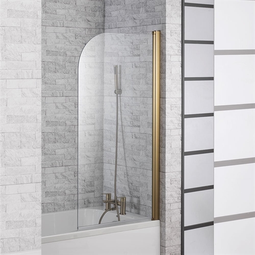 Genesis 6mm Brushed Brass Frame Curved Bath Screen - 1500 x 820mm