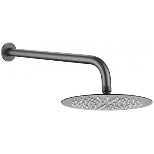 Tuscany Round Fixed Shower Head & Wall Arm - Gunmetal Grey