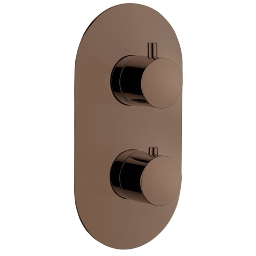 Tuscany Twin Thermostatic Shower Valve with 2 Outlets (controls 1 function) - Brushed Bronze