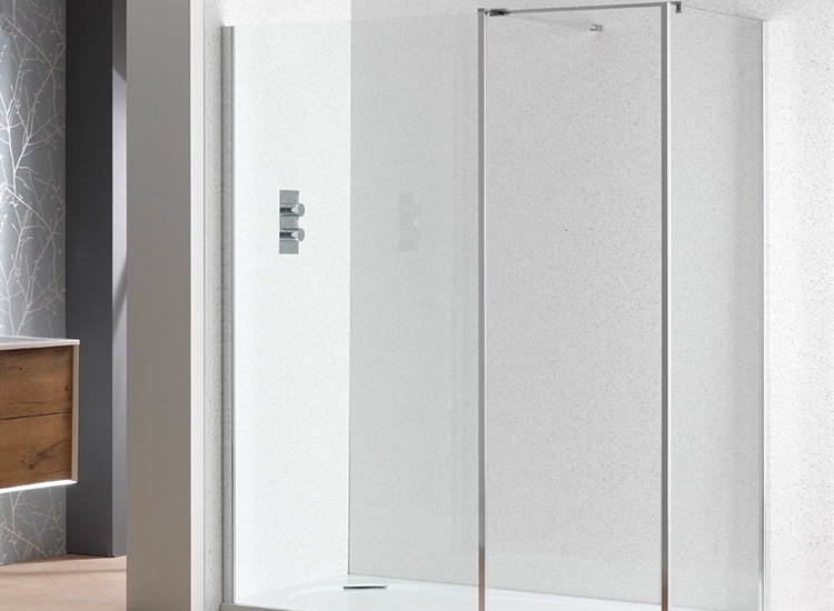 Classic Nouveau 6mm Showerwall with Polished Silver Frame & Easy-Clean Glass