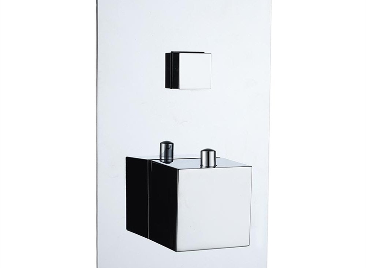 Gemini Square Single Thermostatic Push-Button Shower Valve with 1 Outlet (controls 1 function)