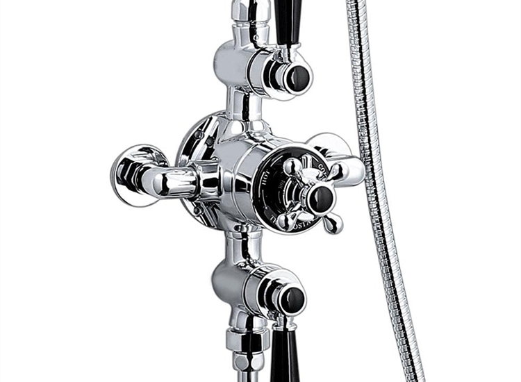 Nostalgic Thermostatic Shower Valve & Riser Rail - Black