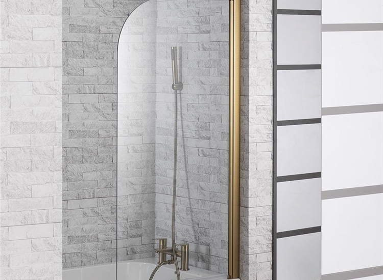 Genesis 6mm Brushed Brass Frame Curved Bath Screen - 1500 x 820mm