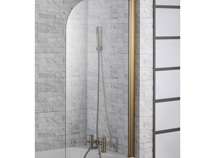 Genesis 6mm Brushed Brass Frame Curved Bath Screen - 1500 x 820mm