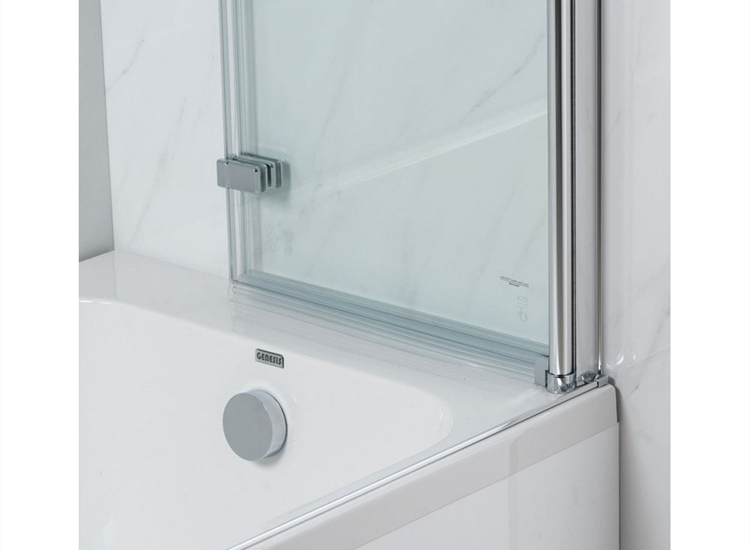 Genesis Deluxe 2-Fold Square Bath Screen - Silver Frame - 1350 x 920mm