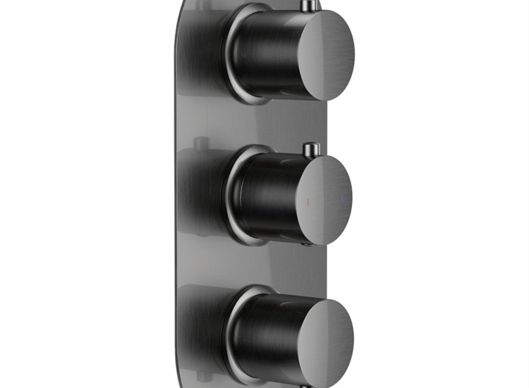 Tuscany Triple Thermostatic Shower Valve with 2 Outlets (controls 2 function) - Gunmetal