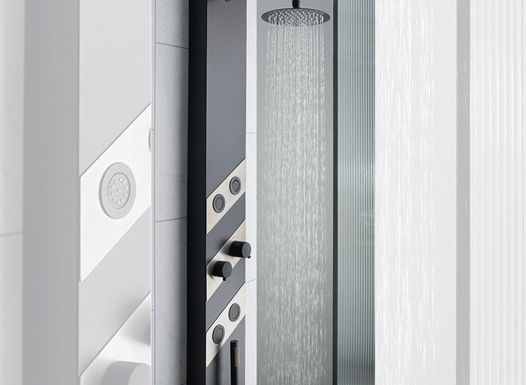 Geo Shower Column with Round Rainfall Head, Body Jets & Shower Kit