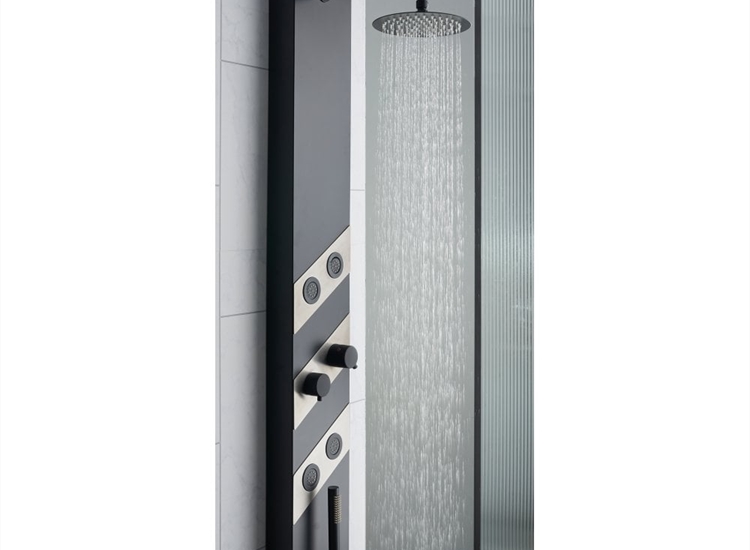 Geo Shower Column with Round Rainfall Head, Body Jets & Shower Kit