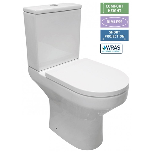 Evora Tall Rimless Open Sided WC including Soft Close Seat