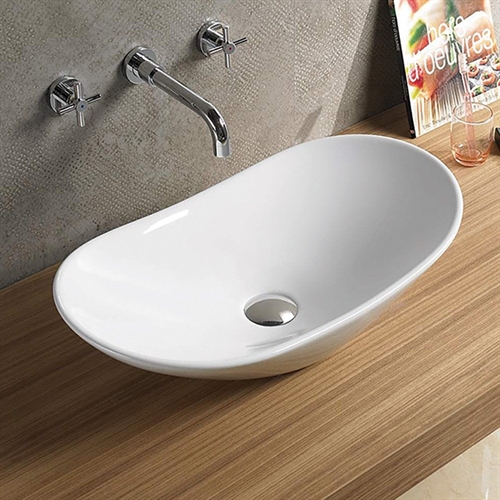 Amalfi 620 x 340mm White Ceramic Vanity Basin