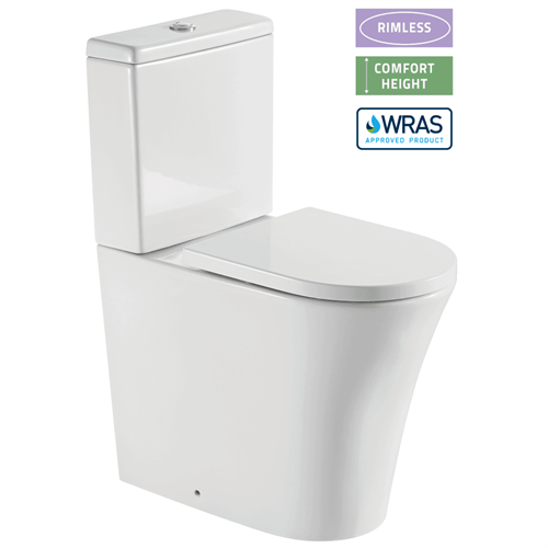 Rimini Rimless Comfort Height Closed Back WC including Soft Close Seat