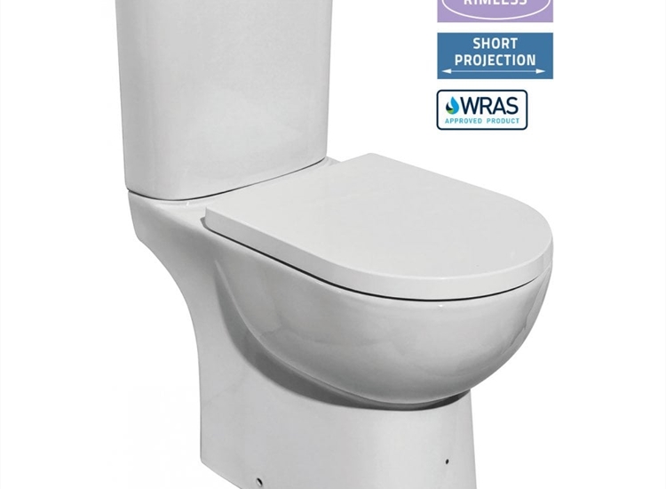 Estoril Tall Rimless Open Sided WC including Soft Close Seat