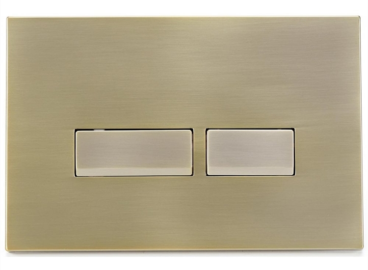 Nevada Square Push-Button & Plate - Brushed Brass (For Ascent Pneumatic Cistern & Frames)