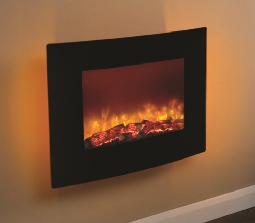 Be Modern 25" Quattro Wall mounted Electric Fire Black Glass-35130