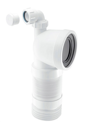 McAlpine WC-CON8FV 220mm to 400mm 90° Flexible WC Connector with 1¼ Universal Vent Boss