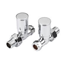 Solid Chrome Straight Radiator Valve Pair