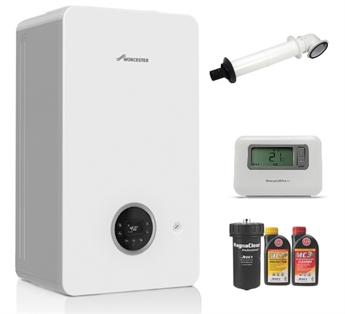 Worcester 2000 30kW Combi Pack - Includes Boiler, Horizontal Flue Kit, Honeywell T3R & Magnaclean Pro2 Chemical Pack